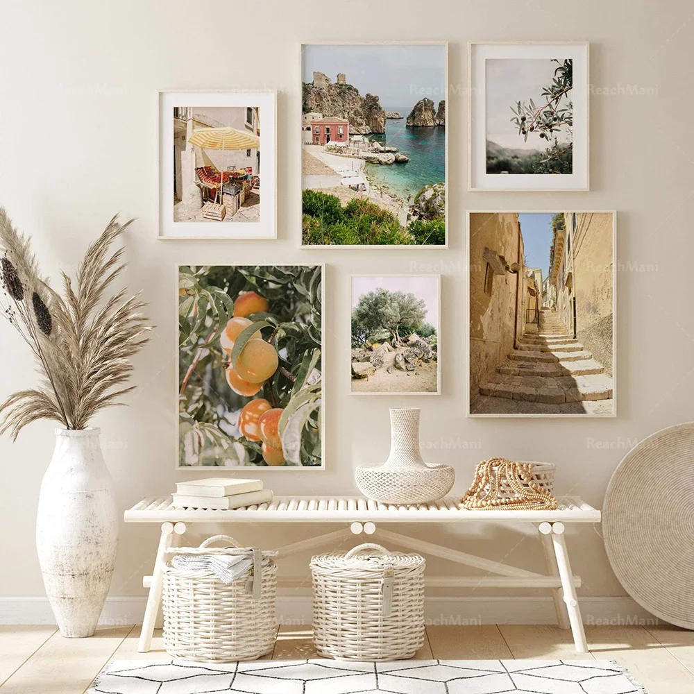 Resin Art Wall Decor - Постер с изображением Сицилии: итальянский город,