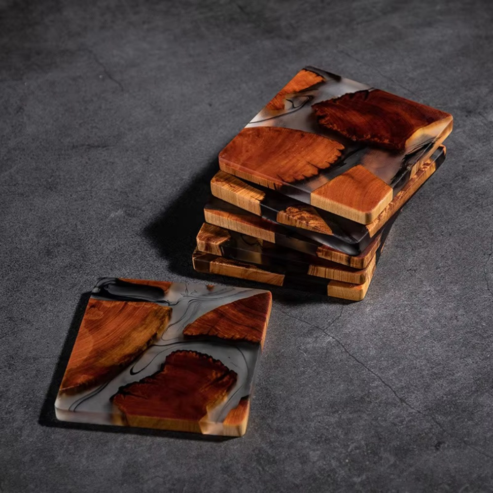 Resin Art Coffee Table - Подставки из деревянной смолы, квадратная подушка