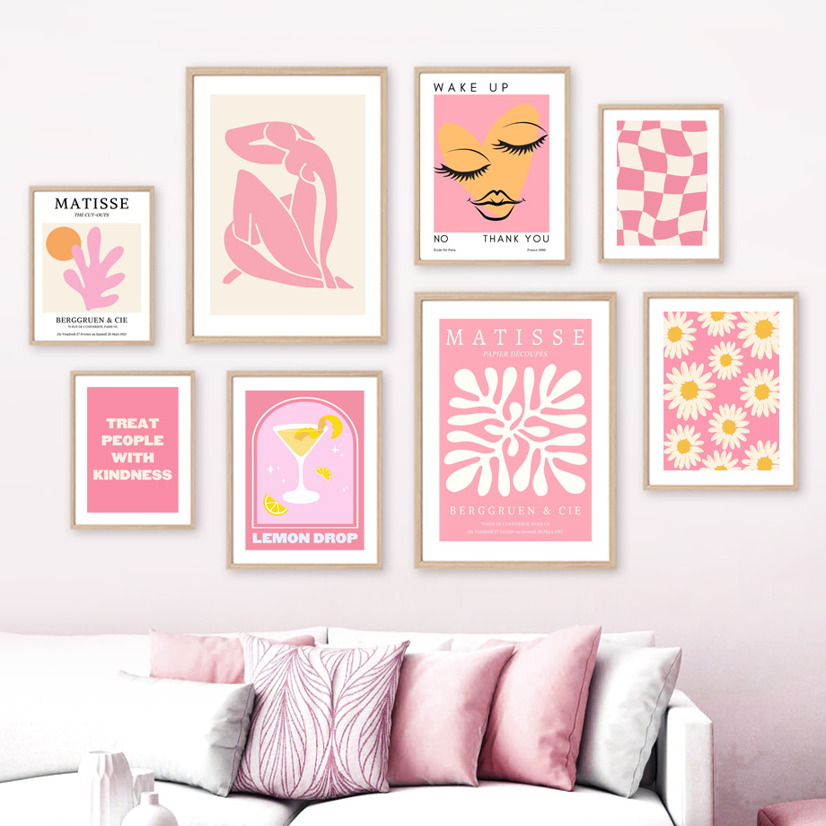 Resin Art Wall Decor - Женщина Матисса, лист, цветок, напиток, ангельское