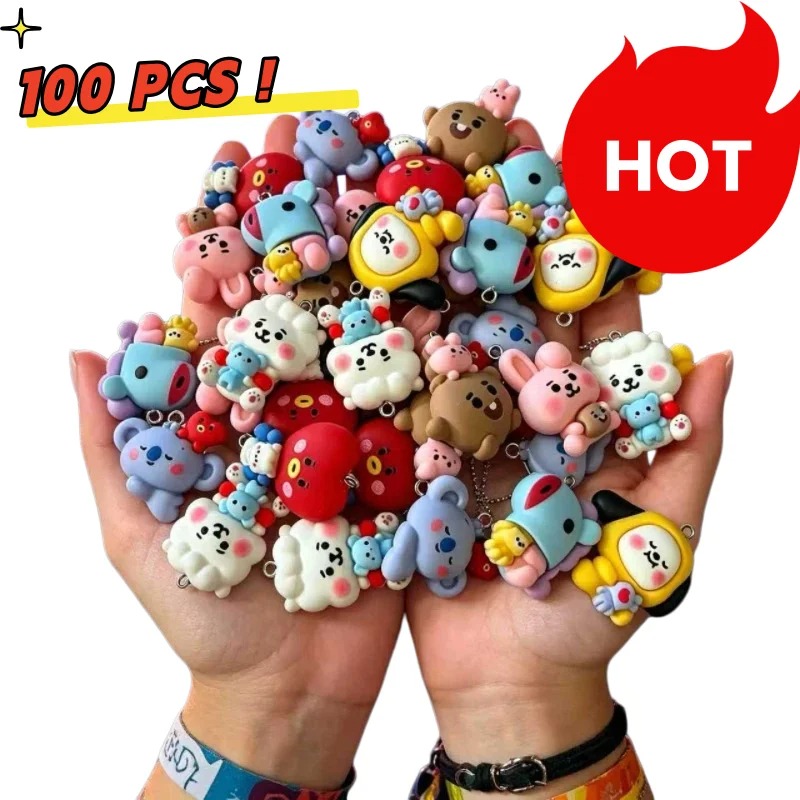 Resin Art Bracelet - 7 шт. смоляных мультяшных шармов BT21
